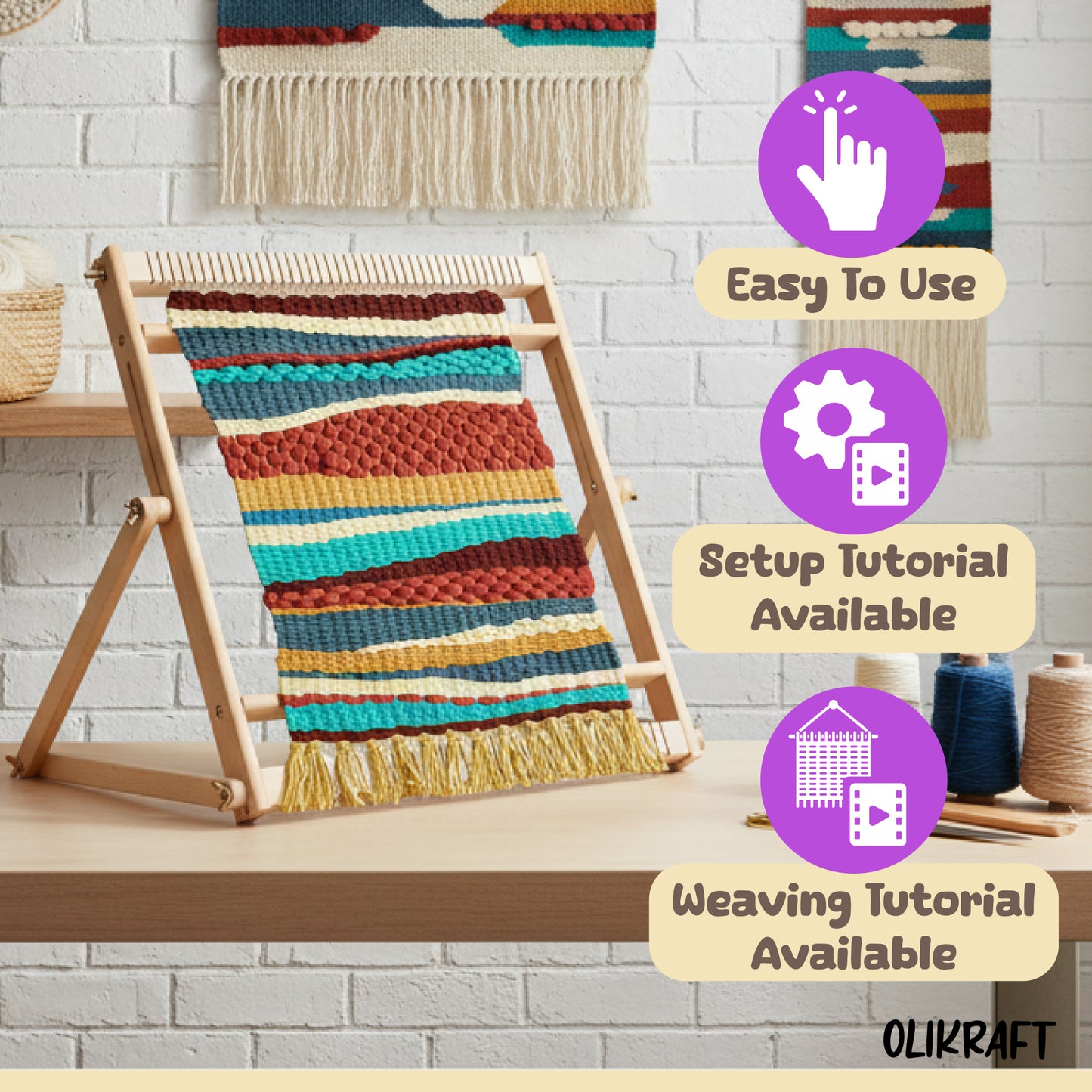 Olikraft Table Weaving Loom - Tapestry Loom for Tapestry Weaving
