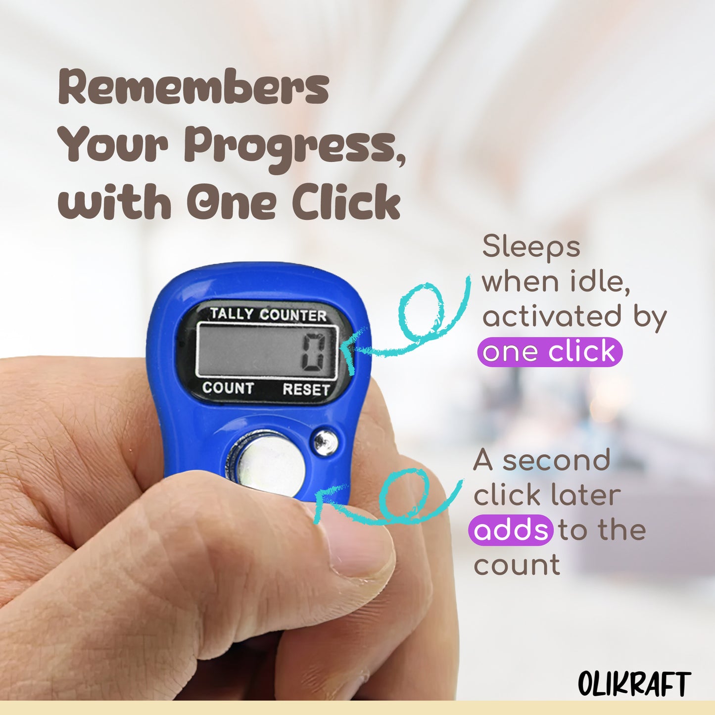 Olikraft Stitch Counter - 7-Pack Digital Finger Counters