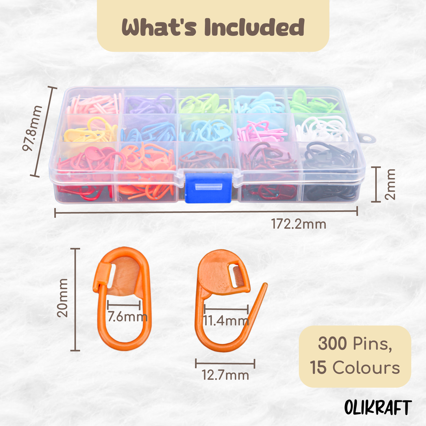 Olikraft Stitch Markers - 300 pcs Set