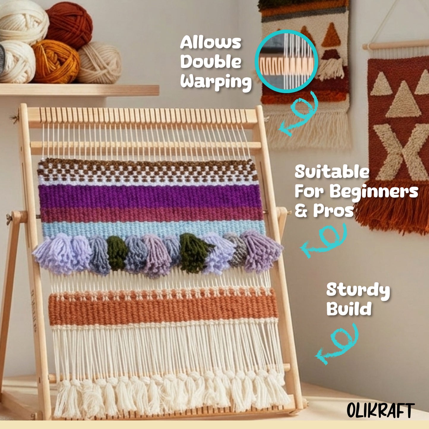 Olikraft Table Weaving Loom - Tapestry Loom for Tapestry Weaving