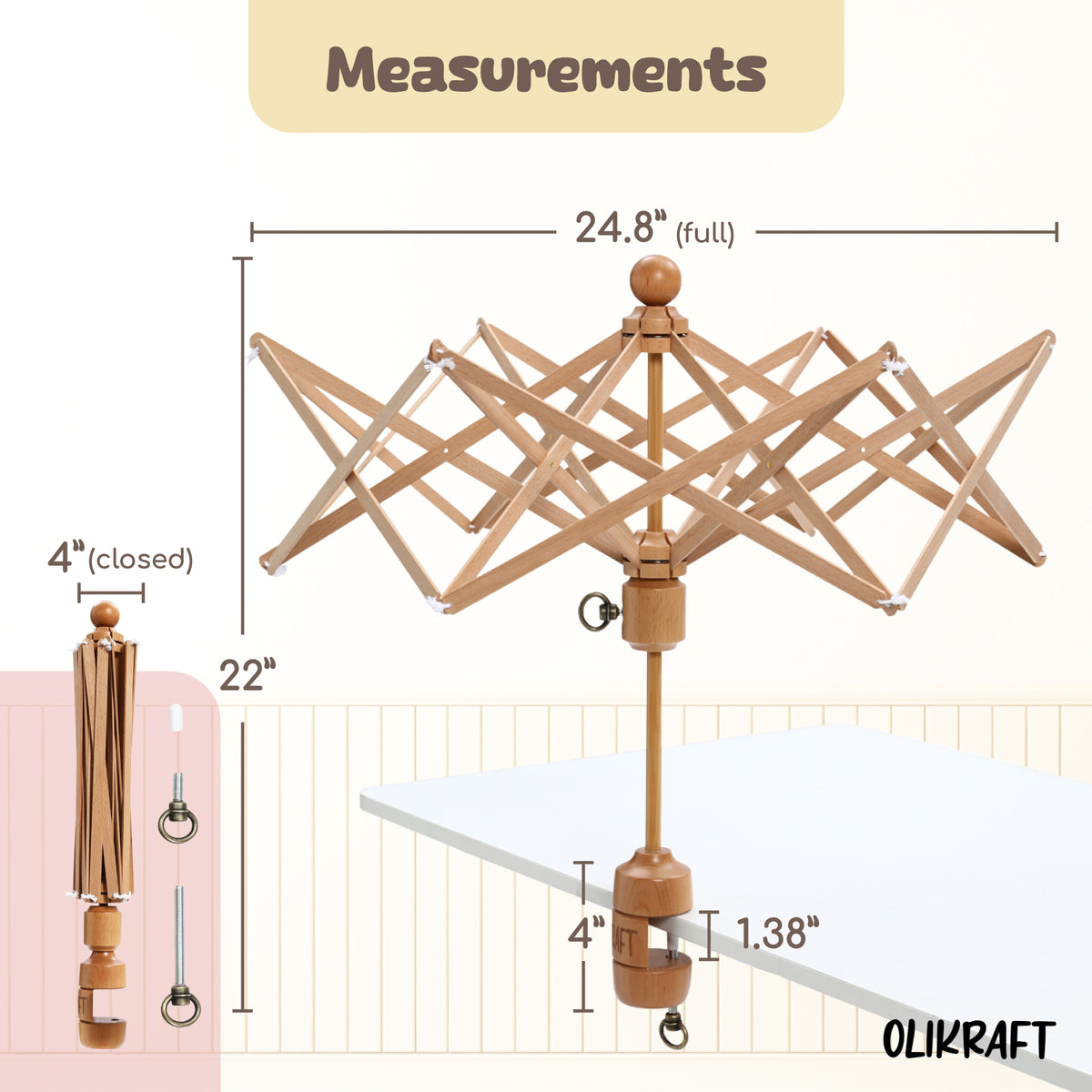 Olikraft Upright Wooden Yarn Swift