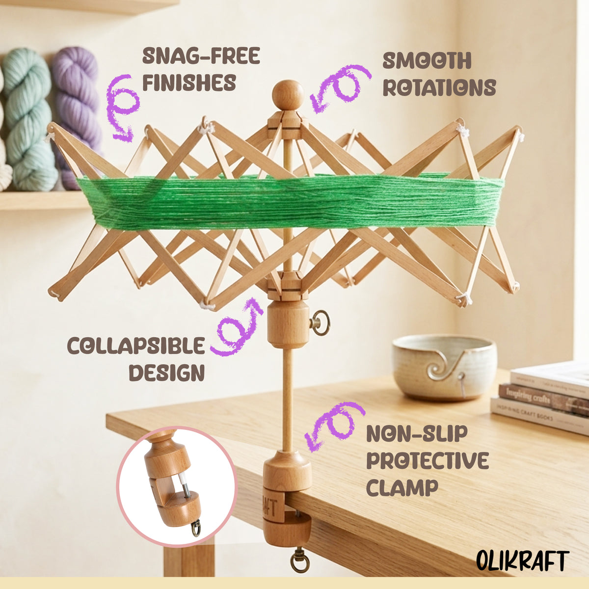 Olikraft Upright Wooden Yarn Swift