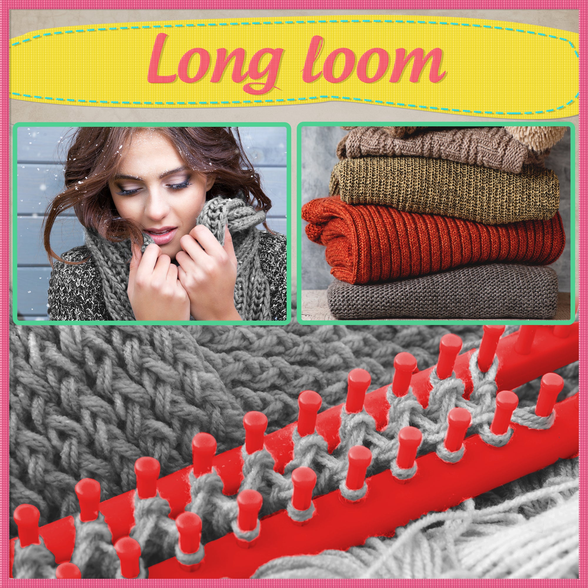 Knitting Looms for Beginners,Knitting Loom Set, DIY Making Portable Plastic  Light Weight Weaving Looms Kit, Weave Loom Craft Yarn Kit DIY Tool, for